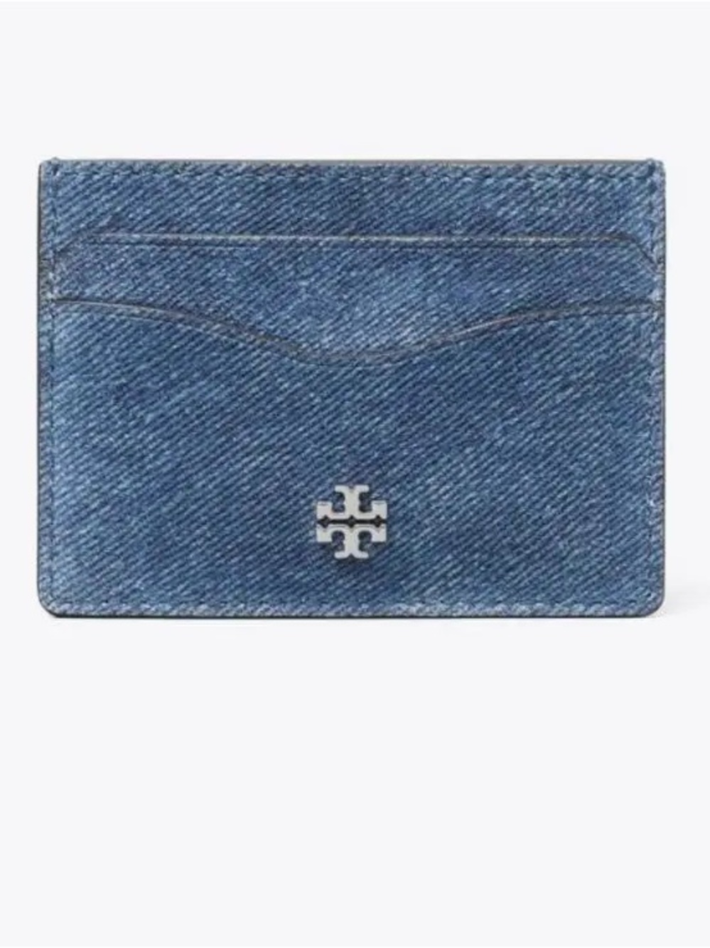 NWT Tory Burch Emerson Denim Suede Slim Card Case